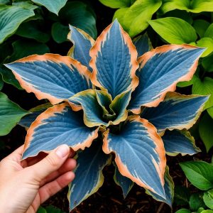 Хоста Океан Вью купить по цене от 960р. в интернет-магазине «Посадика» с доставкой почтой в в Лодейное Полее и по всей России – [изображение №1].